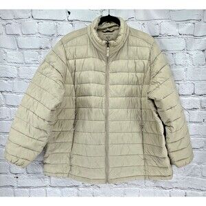 Amazon Essentials Women's 2X Plus Off White Lightweight Water-Resistant Puffer